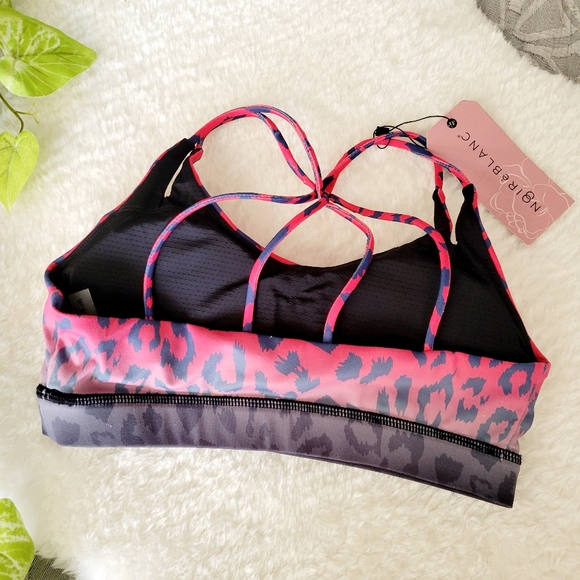 Noire Blanc Leopard Print Sports Bra Size Small - Picture 4 of 8
